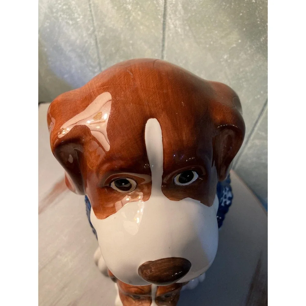 Dog And Puppy Cookie Jar In Snowflake Christmas Sweater